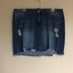Ripped Jean Skirt